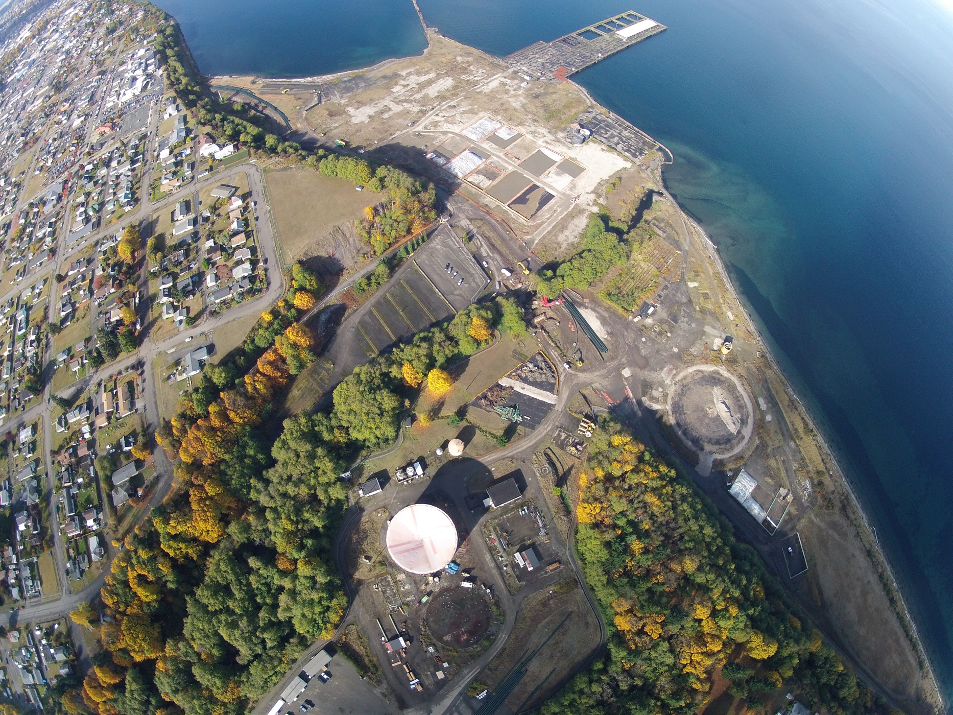 Aerial view of Port Angeles' coast